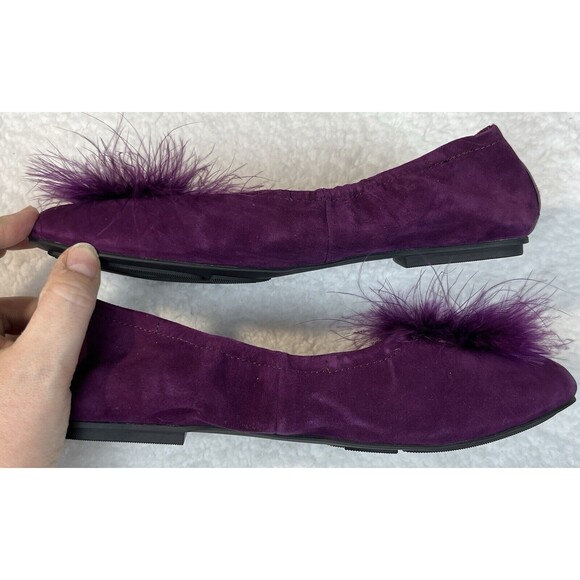 Gentle Souls by Kenneth Cole Ballet Flat Portia Pom Pom Sz 7.5 M Eggplant Suede - Picture 7 of 8